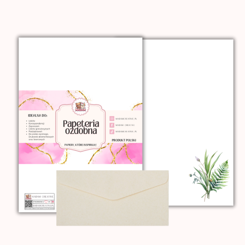Papeteria ozdobna A4 z kopertami – zestaw Delikatna gałązka  MaDam Creative