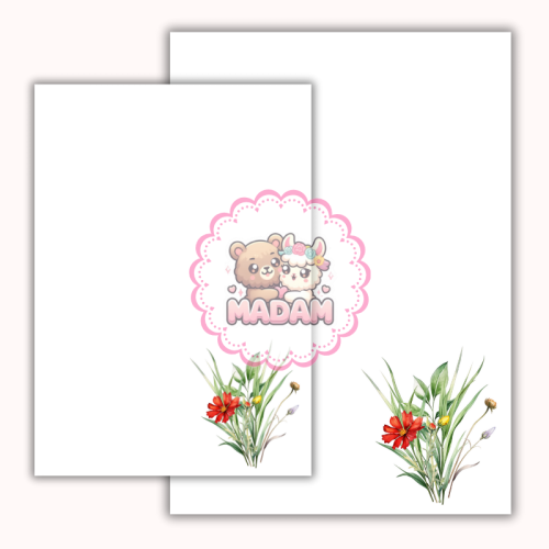 Papeteria ozdobna A4 z kopertami – zestaw Łąkowy akcent  MaDam Creative