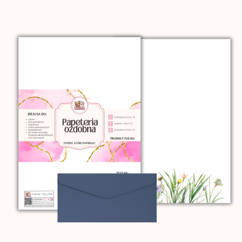 Papeteria ozdobna A4 z kopertami – zestaw Wśród traw  MaDam Creative