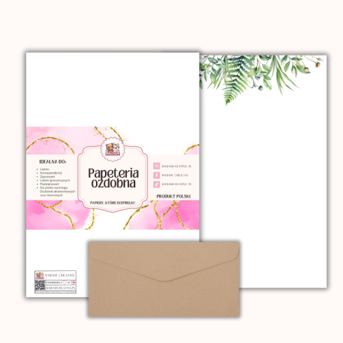 Papeteria ozdobna A4 z kopertami – zestaw Botaniczna świeżość MaDam Creative