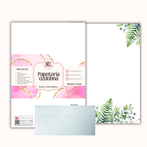 Papeteria ozdobna A4 z kopertami – zestaw Zielona harmonia MaDam Creative