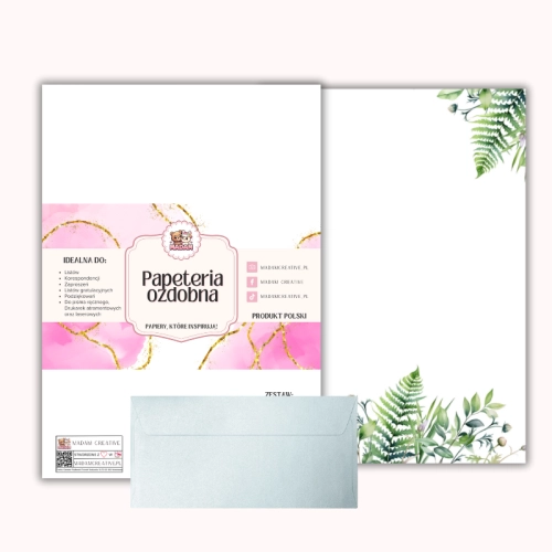 Papeteria ozdobna A4 z kopertami – zestaw Zielona harmonia MaDam Creative