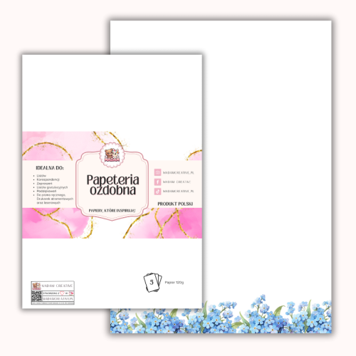 Papeteria ozdobna A4 – papier listowy Niebieska łąka MaDam Creative