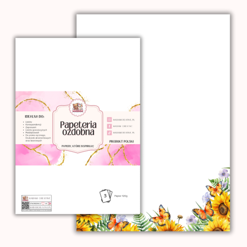 Papeteria ozdobna A4 – papier listowy Letnie słoneczniki MaDam Creative