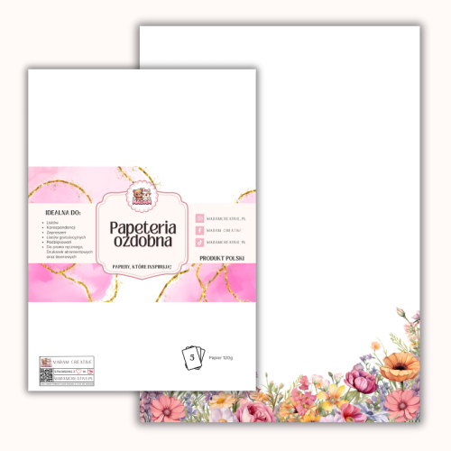 Papeteria ozdobna A4 – papier listowy Pastelowy ogród MaDam Creative