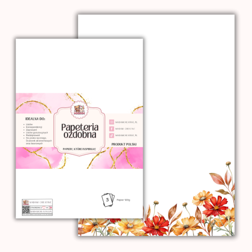 Papeteria ozdobna A4 – papier listowy Jesienne kwiaty MaDam Creative