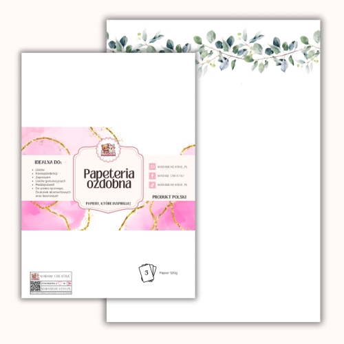 Papeteria ozdobna A4 – papier listowy Eukaliptusowy wianek MaDam Creative