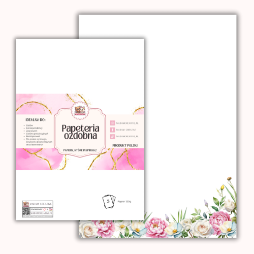 Papeteria ozdobna A4 – papier listowy Pastelowe róże MaDam Creative