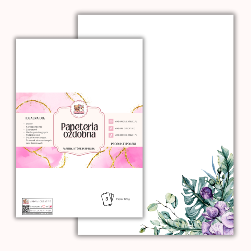 Papeteria ozdobna A4 – papier listowy Romantyczne kwiaty MaDam Creative