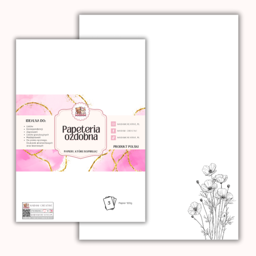 Papeteria ozdobna A4 – papier listowy Kwiatowy szkic MaDam Creative