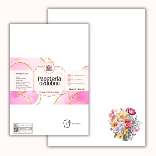 Papeteria ozdobna A4 – papier listowy Kolorowy bukiet MaDam Creative