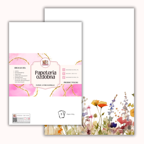Papeteria ozdobna A4 – papier listowy Akwarelowa łąka MaDam Creative