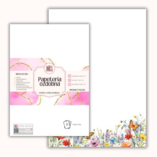 Papeteria ozdobna A4 – papier listowy Kwiatowa łąka MaDam Creative