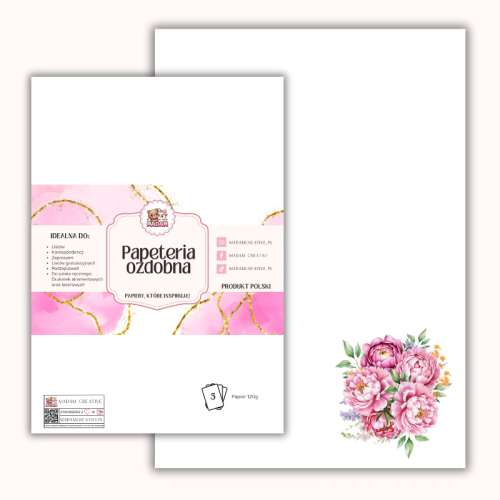 Papeteria ozdobna A4 – papier listowy Różowy bukiet MaDam Creative
