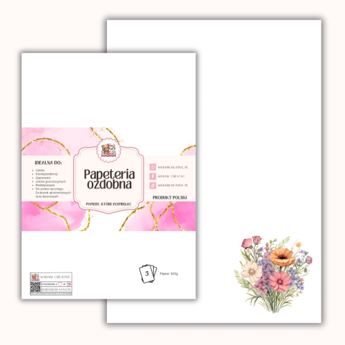 Papeteria ozdobna A4 – papier listowy Pastelowy bukiet MaDam Creative