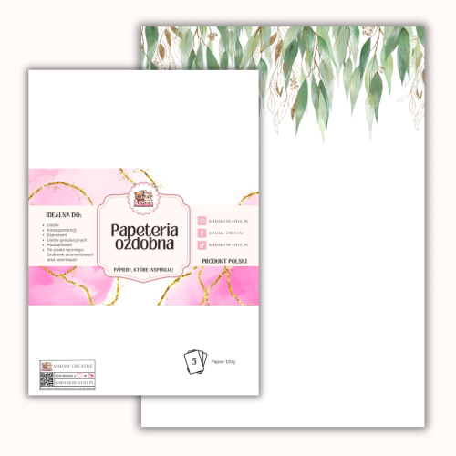 Papeteria ozdobna A4 – papier listowy Zielona kaskada MaDam Creative