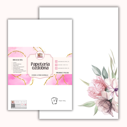 Papeteria ozdobna A4 – papier listowy Pudrowa róża MaDam Creative