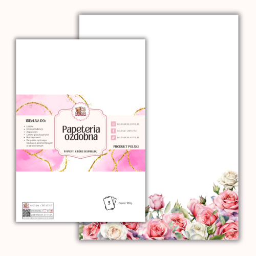 Papeteria ozdobna A4 – papier listowy Różane listy MaDam Creative