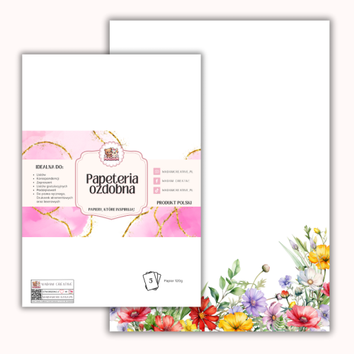 Papeteria ozdobna A4 – papier listowy Letni bukiet MaDam Creative