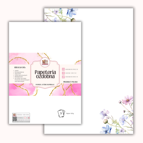 Papeteria ozdobna A4 – papier listowy Kwiatowe narożniki MaDam Creative