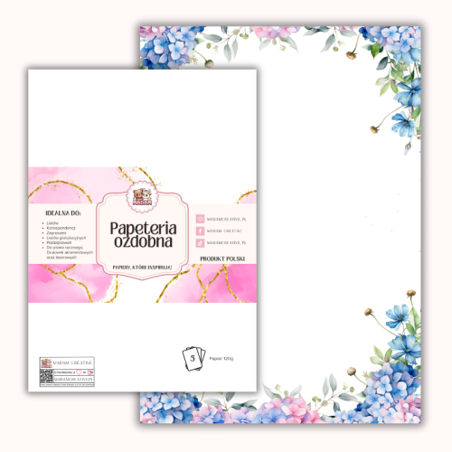 Papeteria ozdobna A4 – papier listowy Kwiatowa ramka MaDam Creative