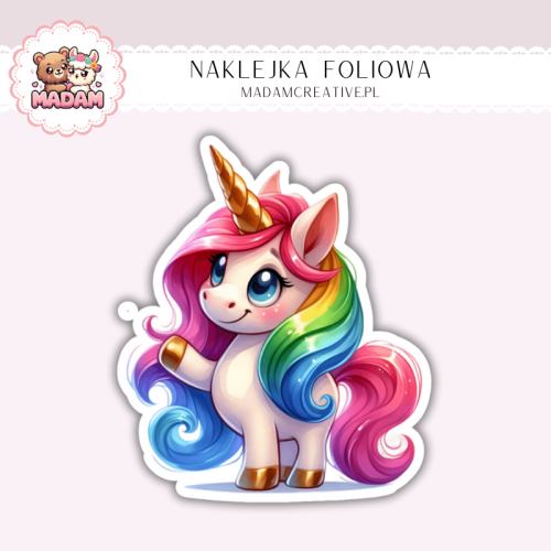 Naklejka foliowa jednorożec tęczowy MaDam Creative