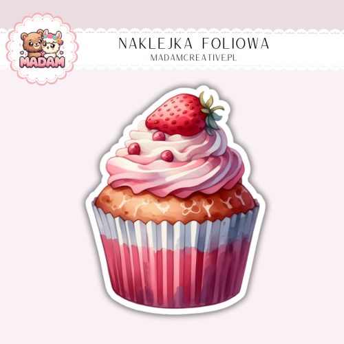 Naklejka foliowa babeczka truskawkowa MaDam Creative