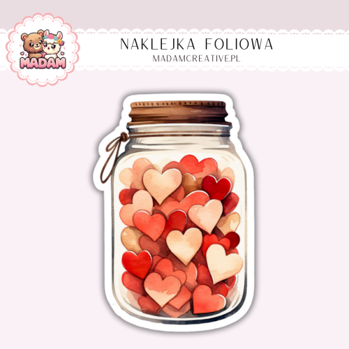 Naklejka foliowa słoik z serduszkami MaDam Creative