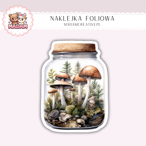 Naklejka foliowa leśne grzyby w słoiku MaDam Creative