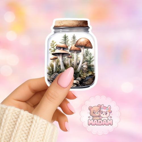 Naklejka foliowa leśne grzyby w słoiku MaDam Creative