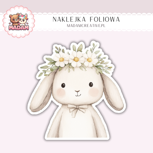 Naklejka foliowa króliczek z wiankiem MaDam Creative
