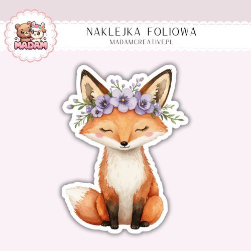 Naklejka foliowa lisek z wiankiem MaDam Creative