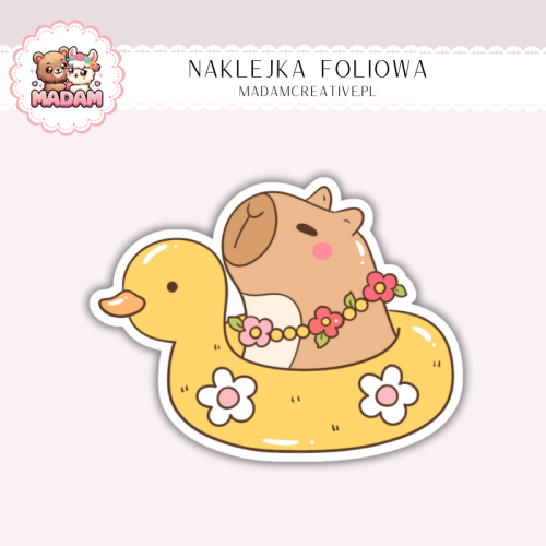 Naklejka foliowa kapibara na kaczuszce MaDam Creative