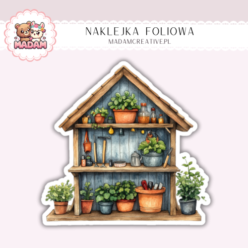 Naklejka foliowa domek ogrodowy z roślinami MaDam Creative