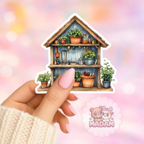 Naklejka foliowa domek ogrodowy z roślinami MaDam Creative