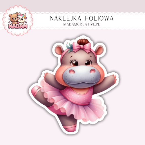 Naklejka foliowa hipopotam baletnica MaDam Creative