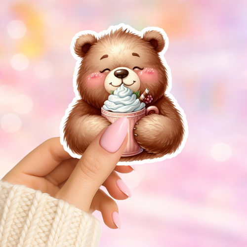 Naklejka foliowa miś z milkshake MaDam Creative