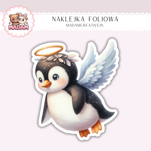 Naklejka foliowa pingwin z aureolą MaDam Creative