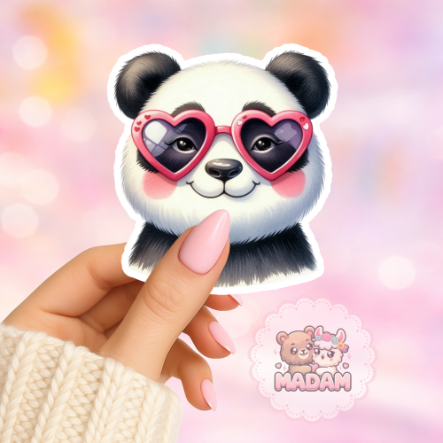 Naklejka foliowa panda w okularach serduszka MaDam Creative