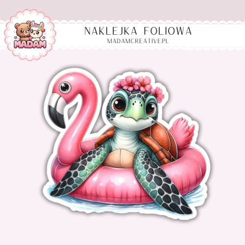Naklejka foliowa żółw na dmuchanym kole MaDam Creative