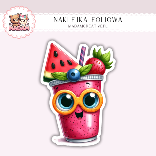 Naklejka foliowa smoothie truskawkowe kawaii MaDam Creative