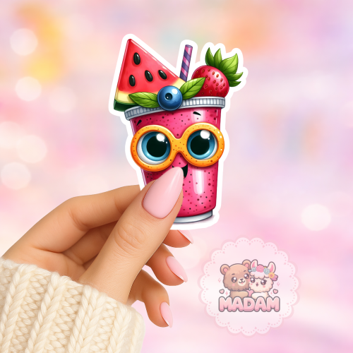 Naklejka foliowa smoothie truskawkowe kawaii MaDam Creative