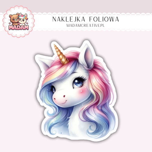 Naklejka foliowa głowa jednorożca pastelowa MaDam Creative