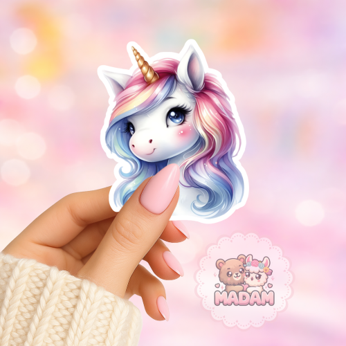Naklejka foliowa głowa jednorożca pastelowa MaDam Creative