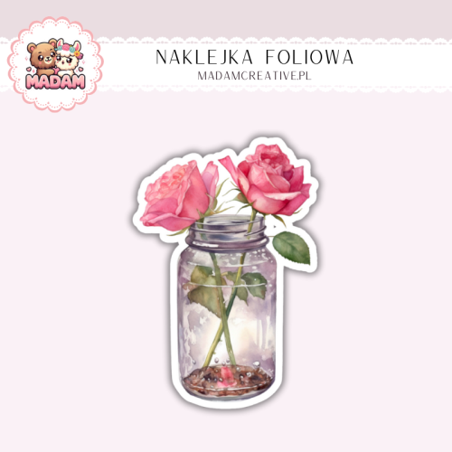 Naklejka foliowa róże w słoiku MaDam Creative