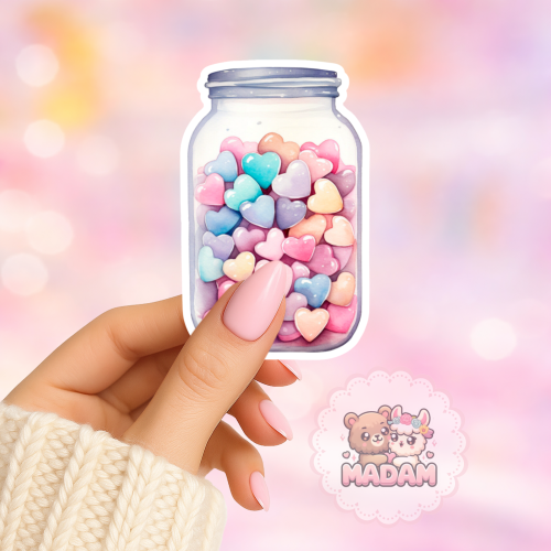 Naklejka foliowa słoik z serduszkami MaDam Creative