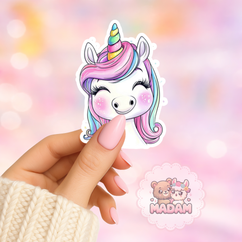 Naklejka foliowa głowa jednorożca kawaii MaDam Creative