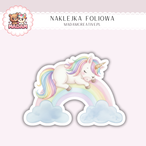 Naklejka foliowa jednorożec na tęczy MaDam Creative