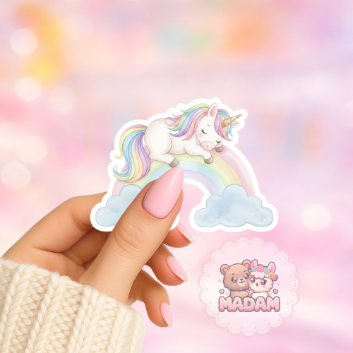 Naklejka foliowa jednorożec na tęczy MaDam Creative