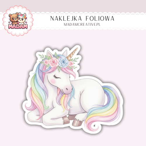 Naklejka foliowa jednorożec leżący pastelowy MaDam Creative